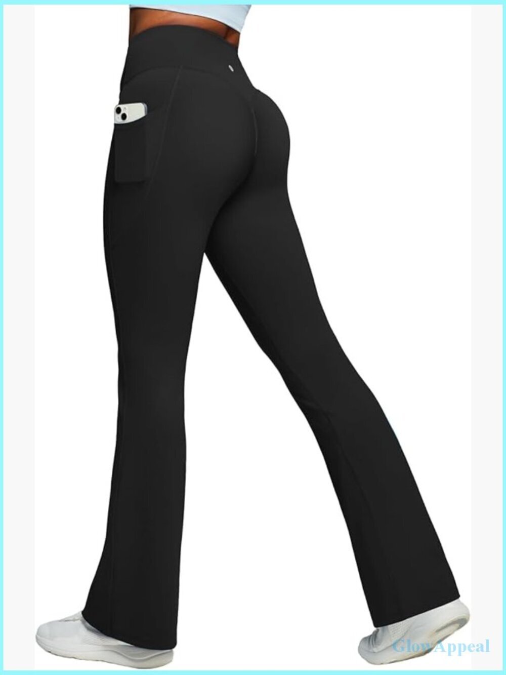 Mini Flare Leggings Scrunch Butt Lifting with Pockets High Waist No Front Seam